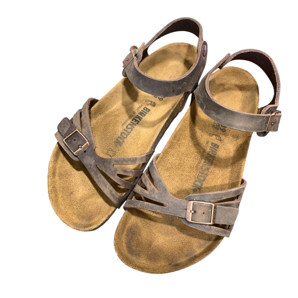 Birkenstock Bali Tobacco Brown Oiled Leather Ankle Strap Sandals Womens 39 8-8.5